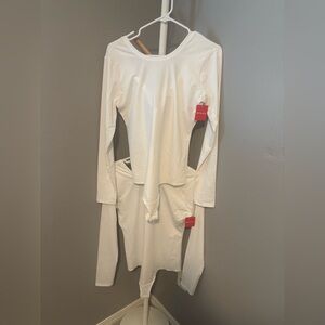 *TWO* Brand New w/Tags White Long Sleeved Scoop Neck Bodysuit